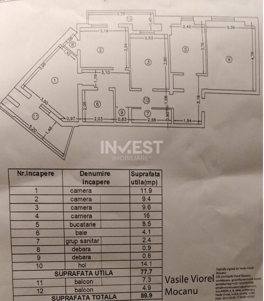 Apartament 4 camere -ETAJUL 1 - 12