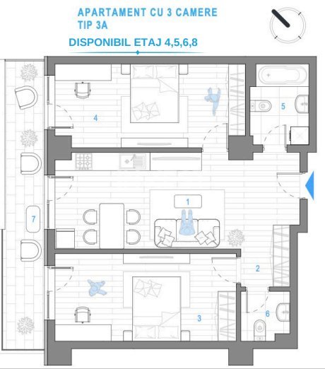 APARTAMENT CU 3 CAMERE , ZONA NICOLINA , BLOC NOU - 16