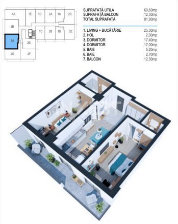 APARTAMENT CU 3 CAMERE , ZONA NICOLINA , BLOC NOU - 17