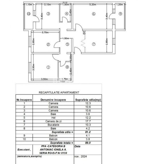Apartament 4 camere decomandat, 81 mp, etaj 3/3 cu pod  - 8
