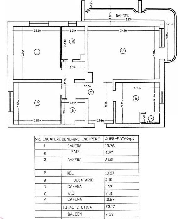 Apartament 3 camere, bloc tip vila, zona Arcu - Fostul Billa, Iasi - 8