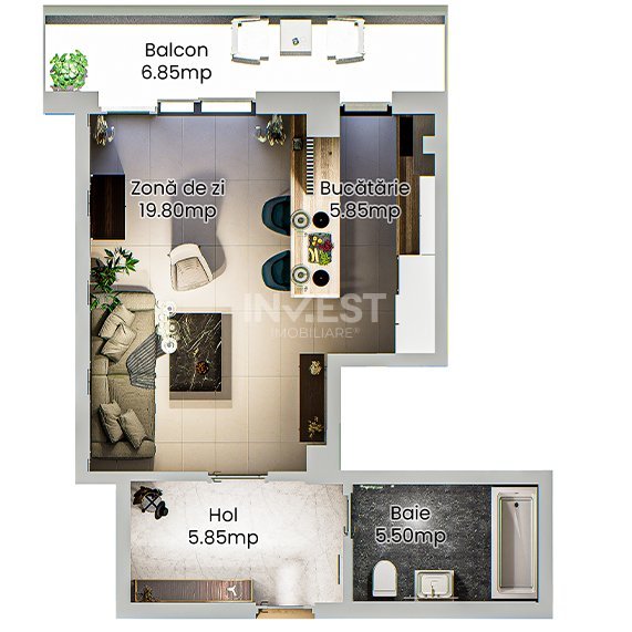 Apartament 1 cameră - spațios într-un complex rezidențial modern din Nicolina - 14