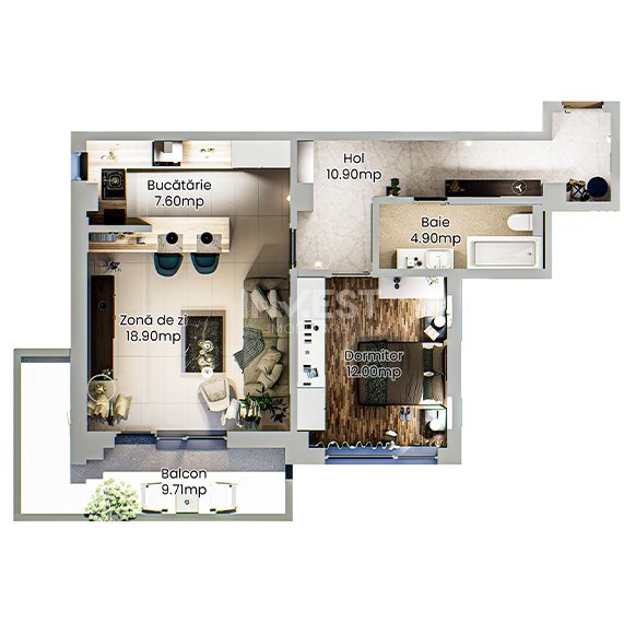 Apartament 2 camere - spațios într-un complex rezidențial modern din Nicolina - 24