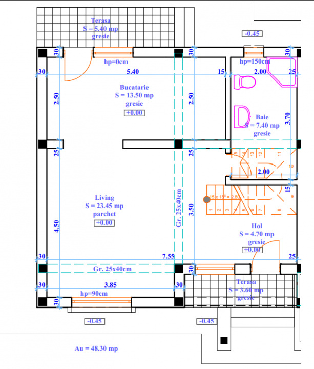 DUPLEX 4 CAMERE, 2 BAI SI POD GENEROS , VALEA ADANCA-FUNDATIA OMENIA - 17