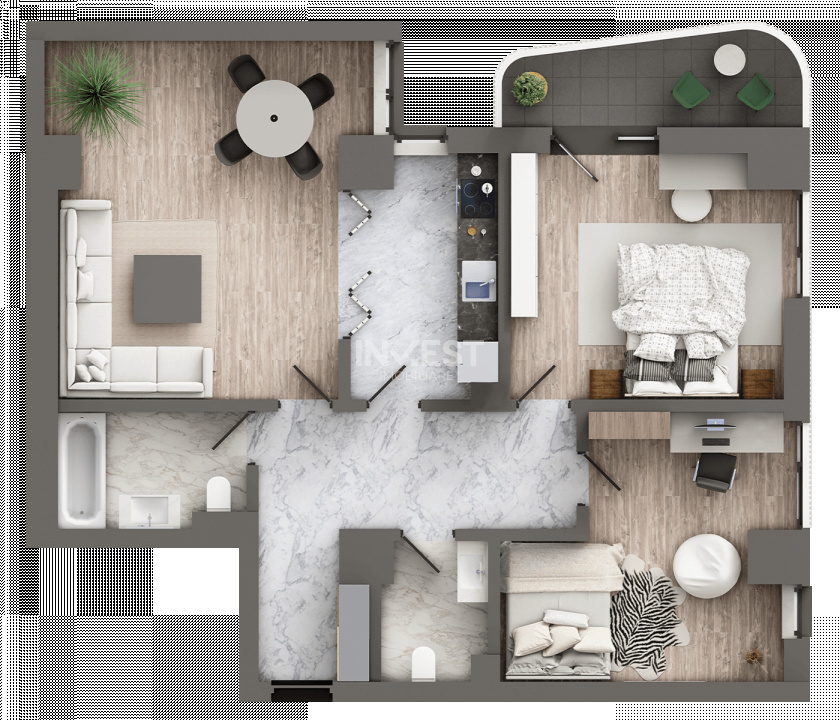 APARTAMENT CU 3 CAMERE DECOMANDAT, 2 BAI , COMPLEX PREMIUM +++, COMISION 0% !!! - 2