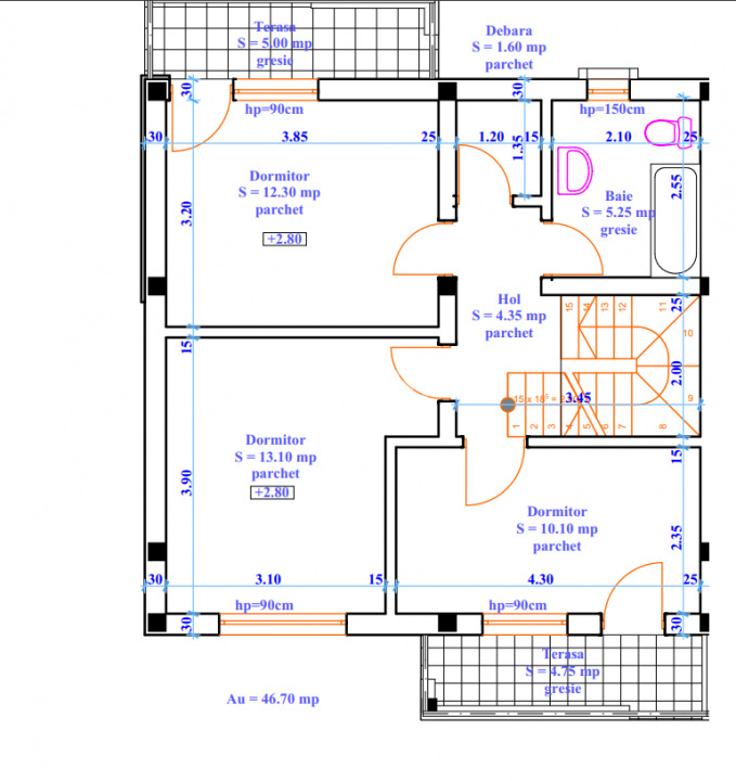 DUPLEX 4 CAMERE, 2 BAI SI POD GENEROS , VALEA ADANCA-FUNDATIA OMENIA - 15