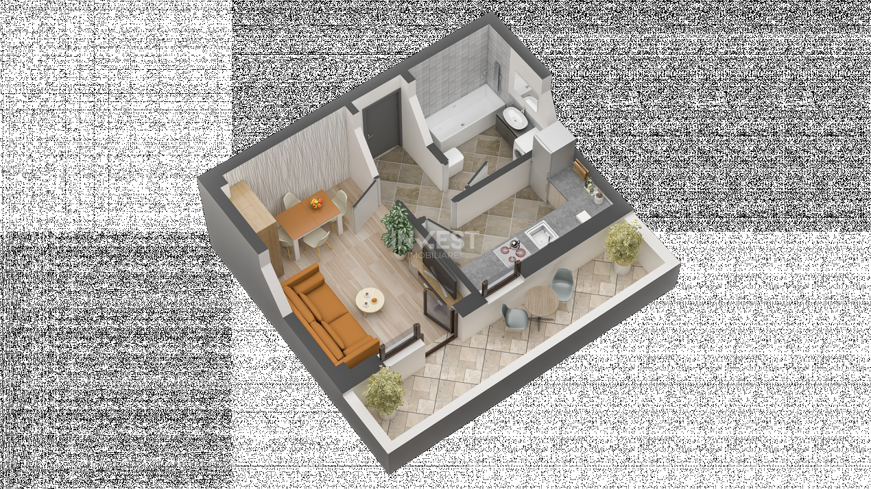 APARTAMENT 1 CAMERA, 30.35 MP UTILI, PARTER, PLATOU GALATA - 1