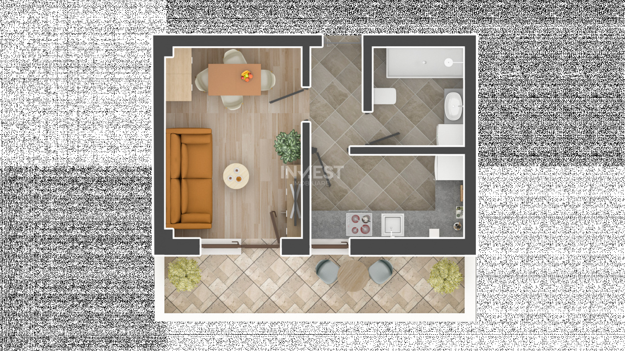 APARTAMENT 1 CAMERA, 30.35 MP UTILI, PARTER, PLATOU GALATA - 2