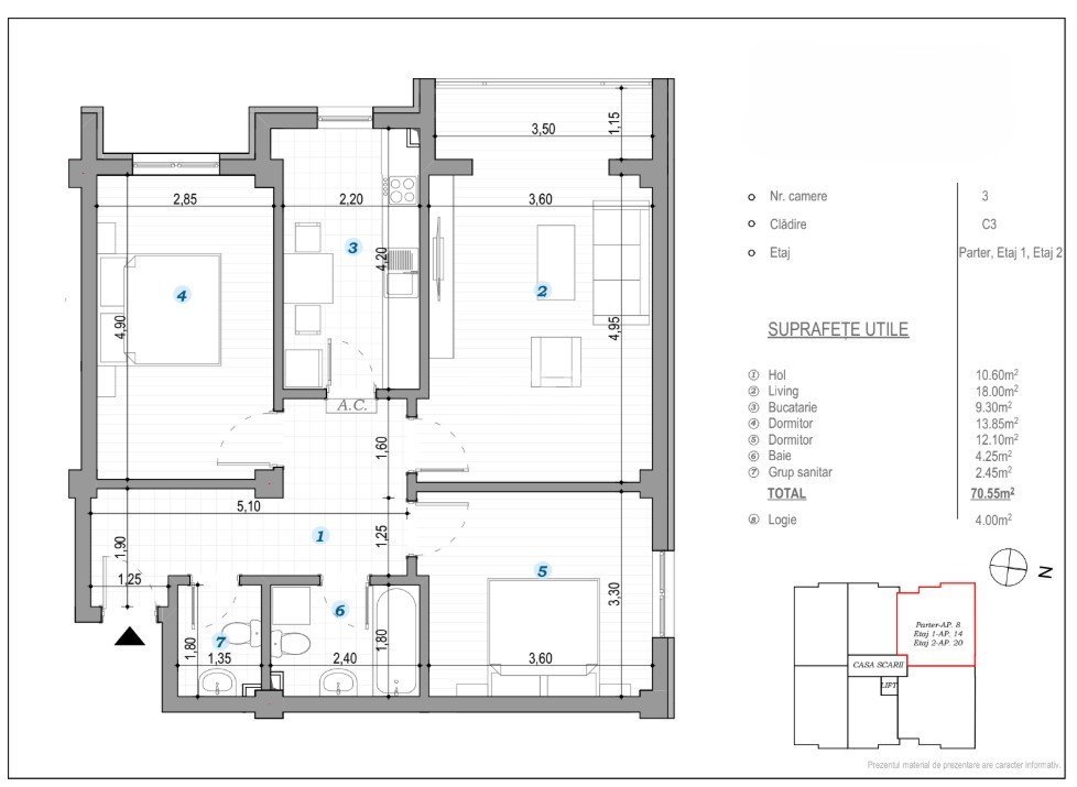 COMISION 0% ! 3 CAMERE 2 BAI 75 MP BLOC NOU POPAS PACURARI - 13